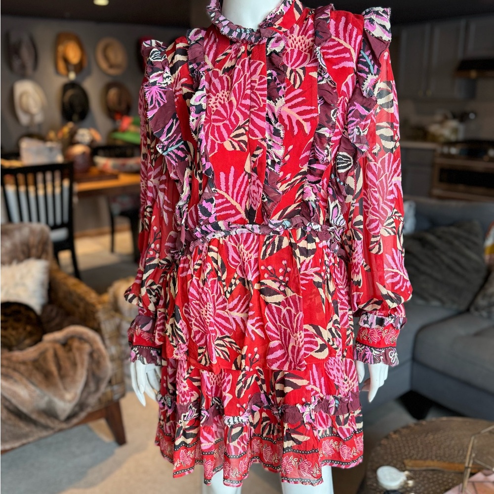 Farm Rio Mixed Floral Ruffle Mini Dress - Picture 2 of 8